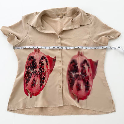 forbidden pomegranate vintage button up blouse (xl)