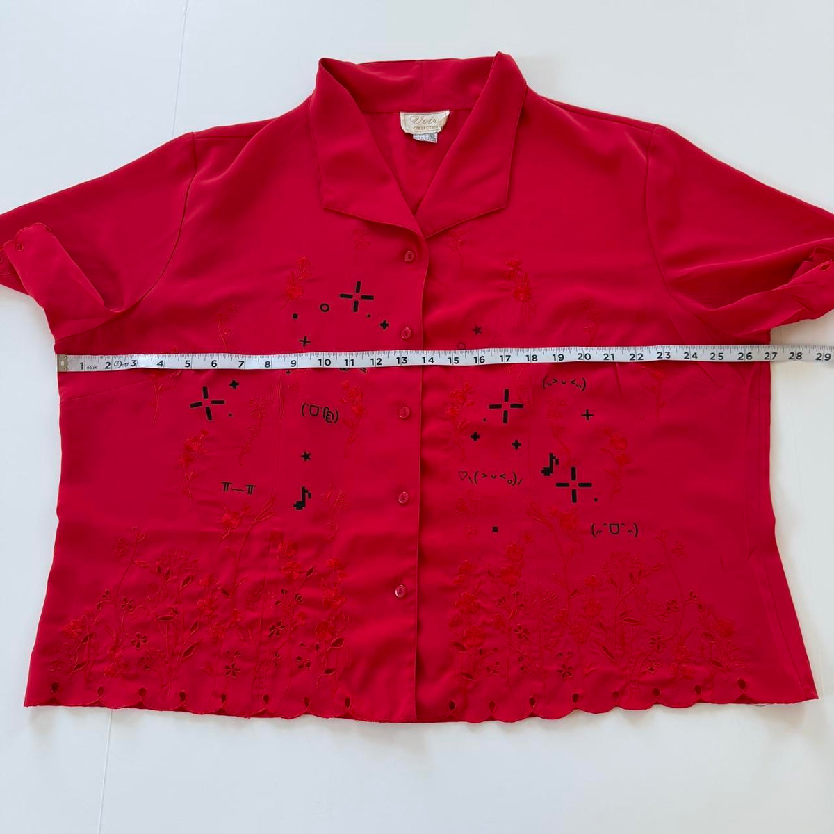 kaomoji vintage embroidered blouse (2xl)