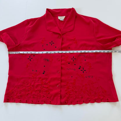 kaomoji vintage embroidered blouse (2xl)