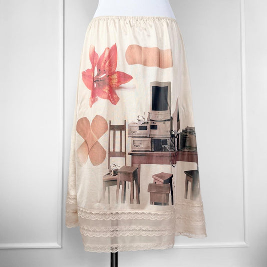 cyber core vintage slip midi skirt (xl)
