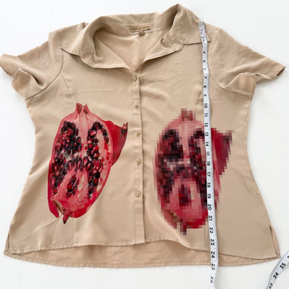 forbidden pomegranate vintage button up blouse (xl)
