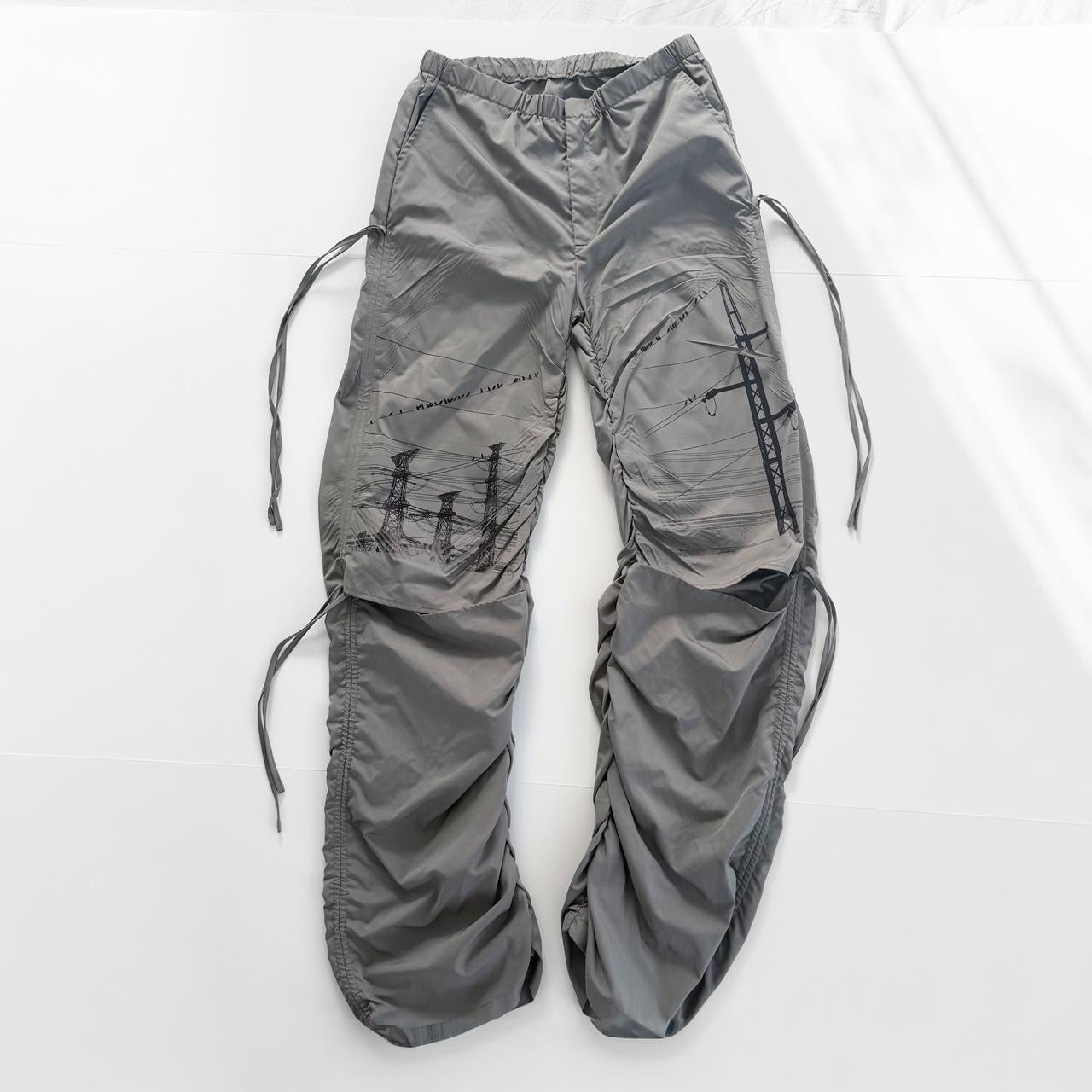 manga power lines tactical nylon ruched pants (m)