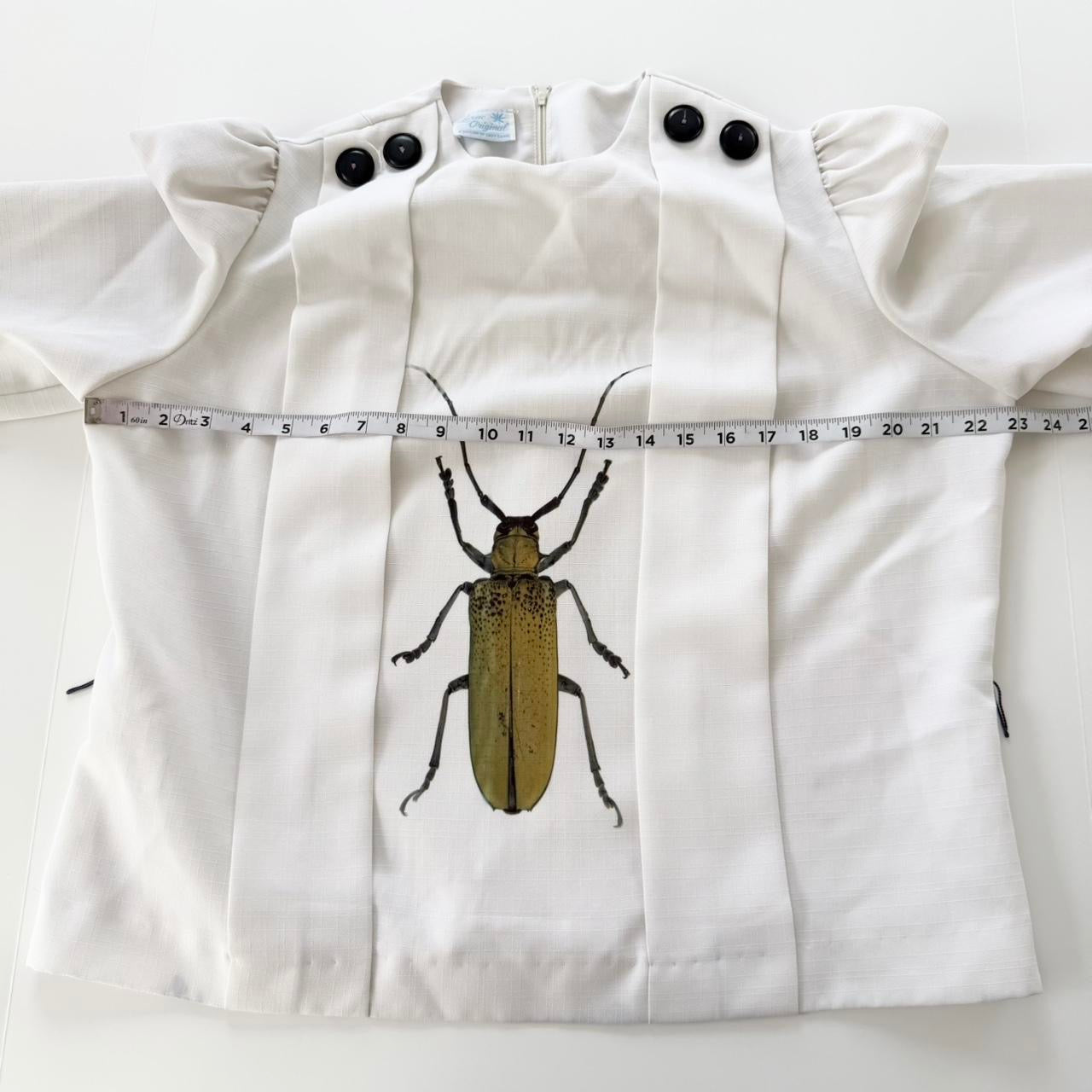 beetle vintage puff sleeve pleated shirt (xl)