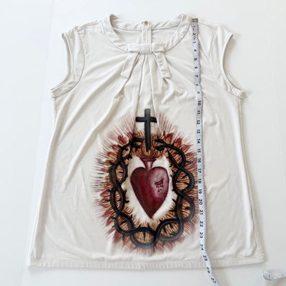 sacred heart pleated bow blouse (xl)