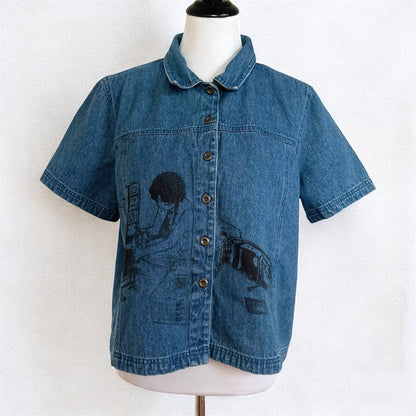 serial experiments denim shirt (unisex m)