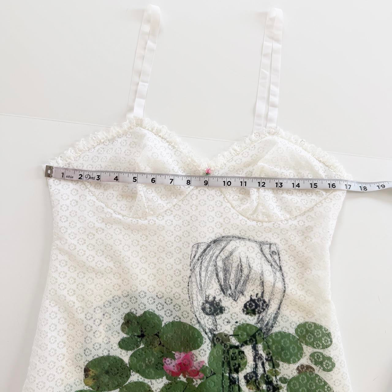 cyber anime lily pads vintage lace dress (m/l)