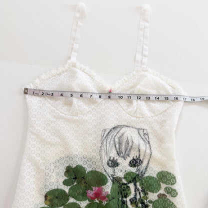 cyber anime lily pads vintage lace dress (m/l)