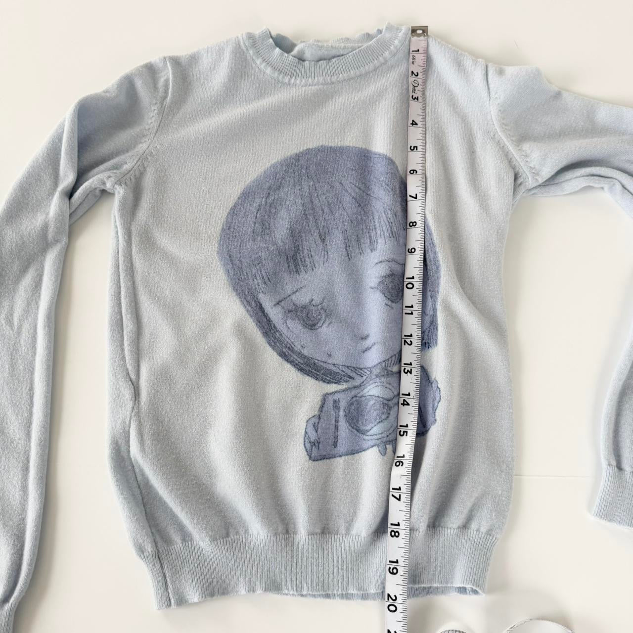 nervous girl blue soft sweater (xs)
