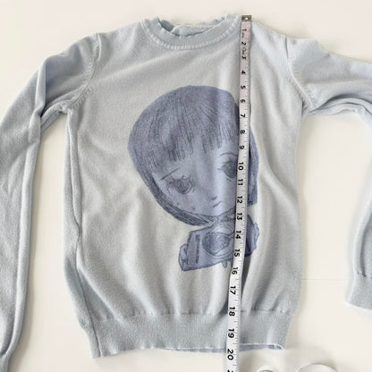 nervous girl blue soft sweater (xs)