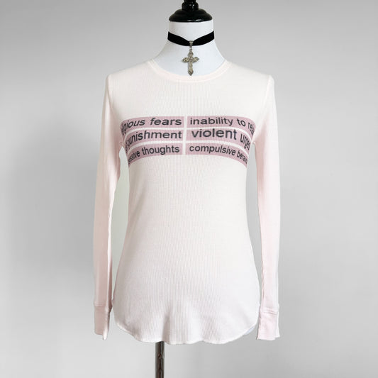 symptoms waffle knit pink top (m/l)