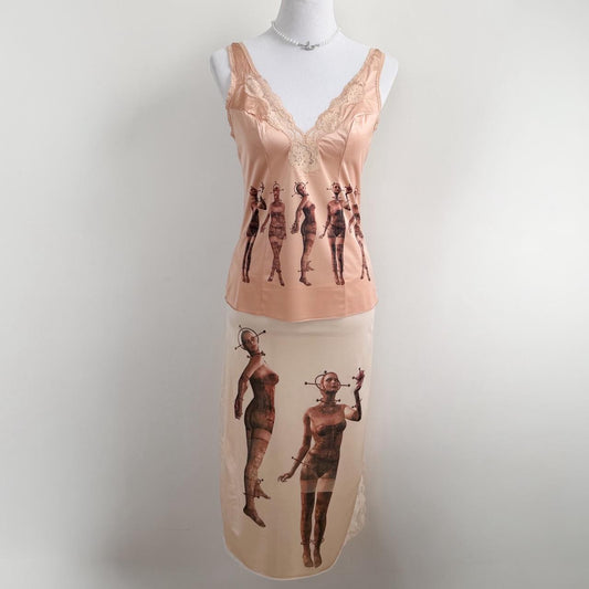 apocalyptic robots slip cami and skirt set (m)