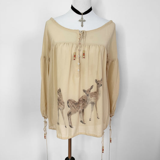 fawn family silk blouse (m)