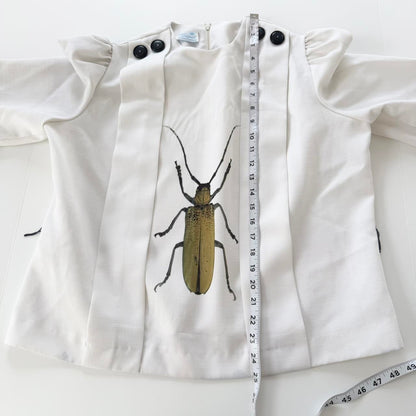 beetle vintage puff sleeve pleated shirt (xl)