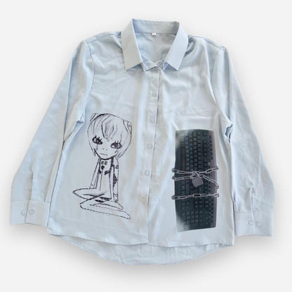 cyber core button up shirt (large)