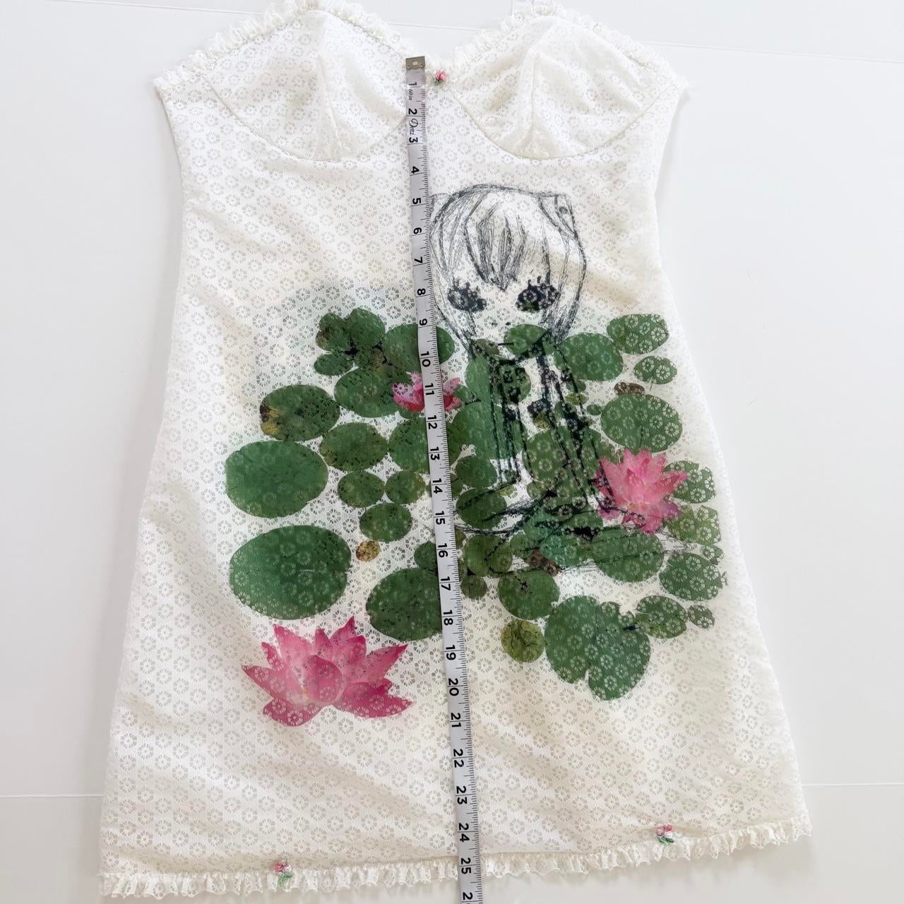 cyber anime lily pads vintage lace dress (m/l)