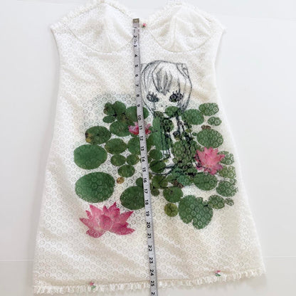 cyber anime lily pads vintage lace dress (m/l)